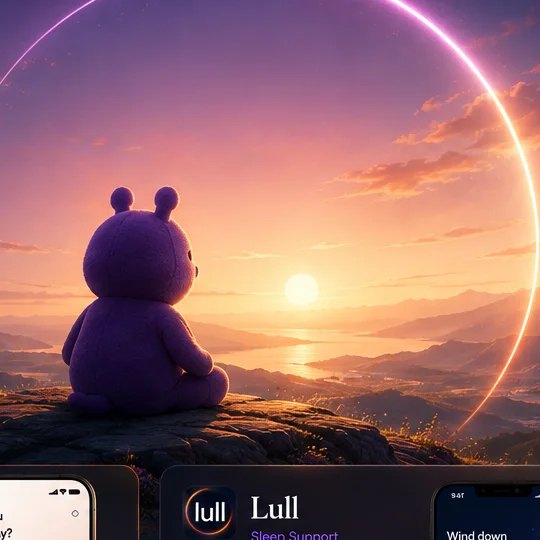 Beam app artwork: the Beam mascot watching a sunset